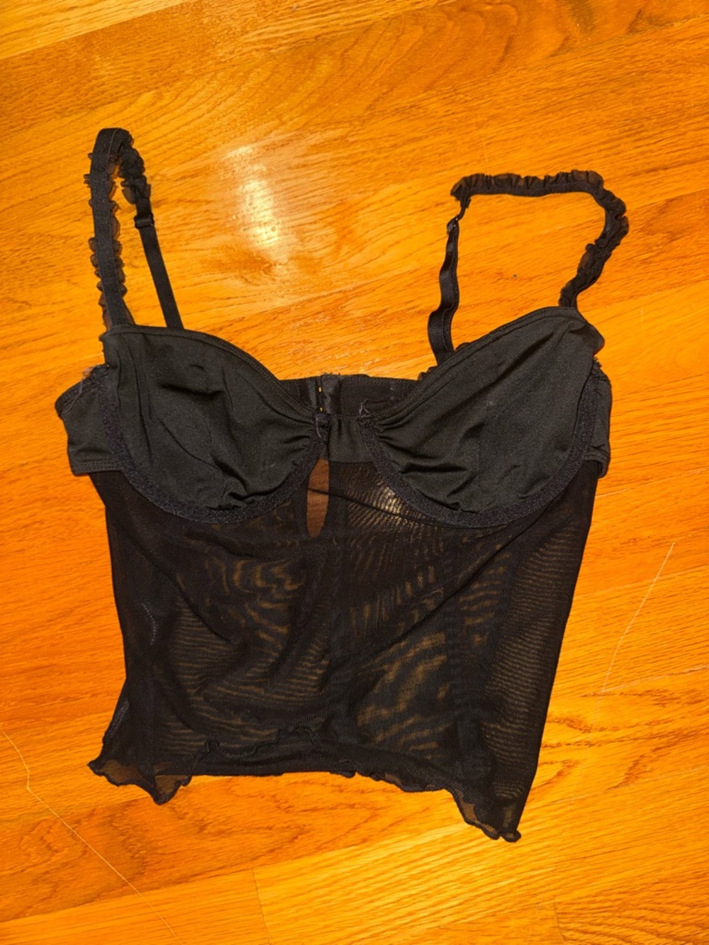 Black Sheer Mesh Bustier Cami - Women Intimates